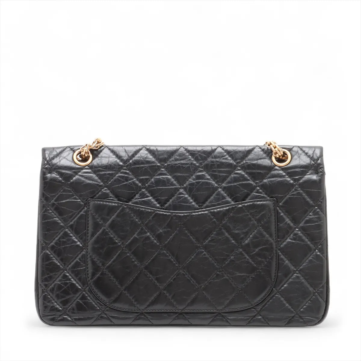 Chanel Matelasse 2.55 Maxi Vintage Calf Double Flap Double Chain Bag Black