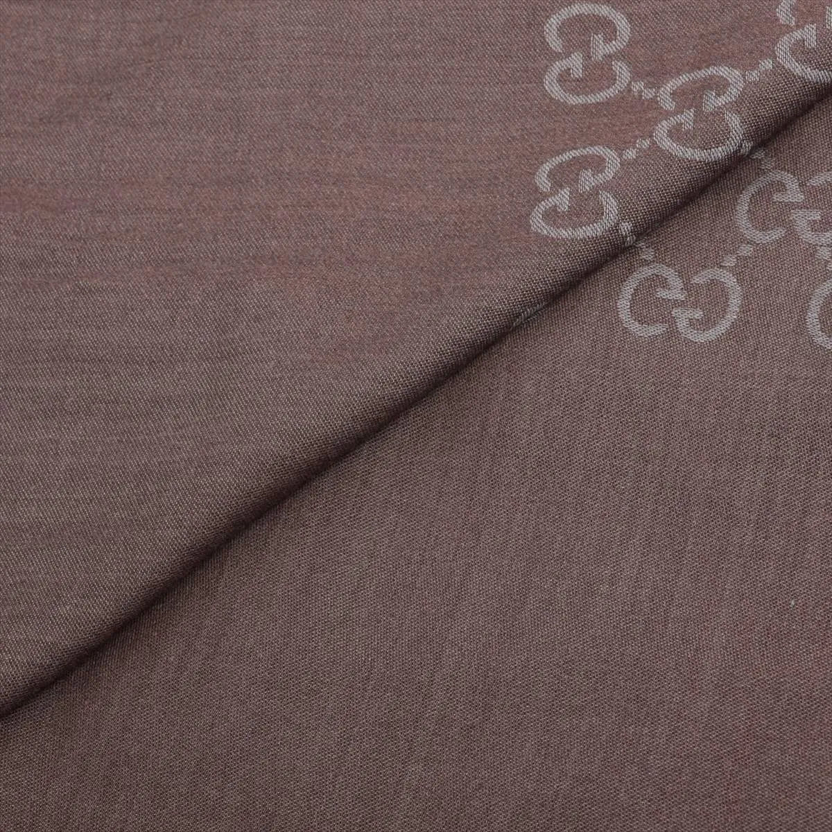 Gucci GG Wool Silk Scarf Gray x Brown