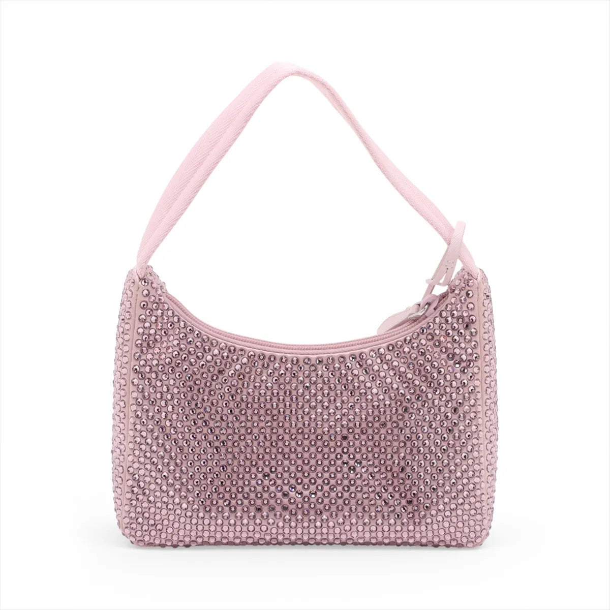 Prada Re-edition Satin x Rhinestone Shoulder Bag Pink