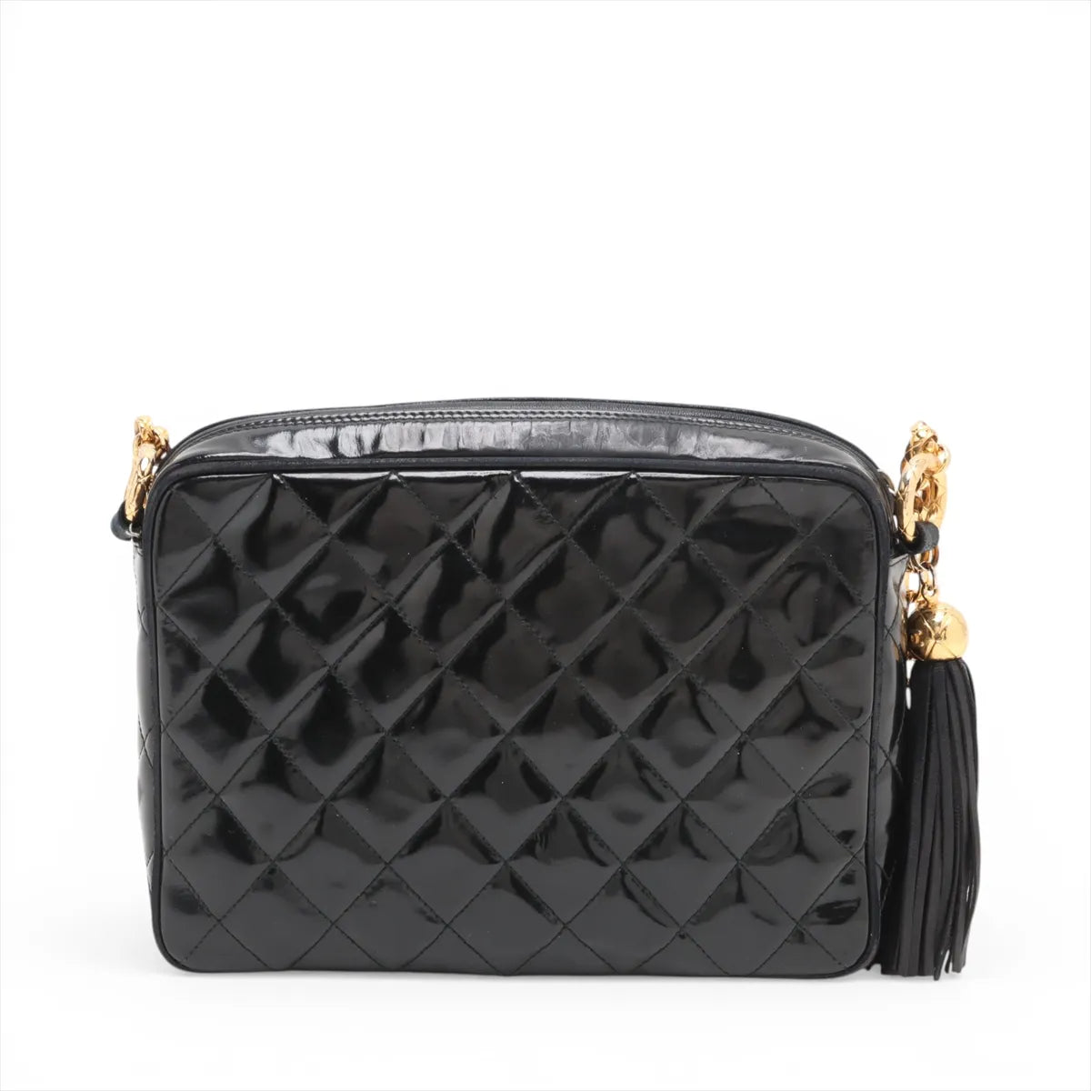 Chanel CC Logo Matelasse Patent Leather Chain Shoulder Bag
