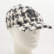 Load image into Gallery viewer, Chanel CC Logo Tweed  Cap White x Black