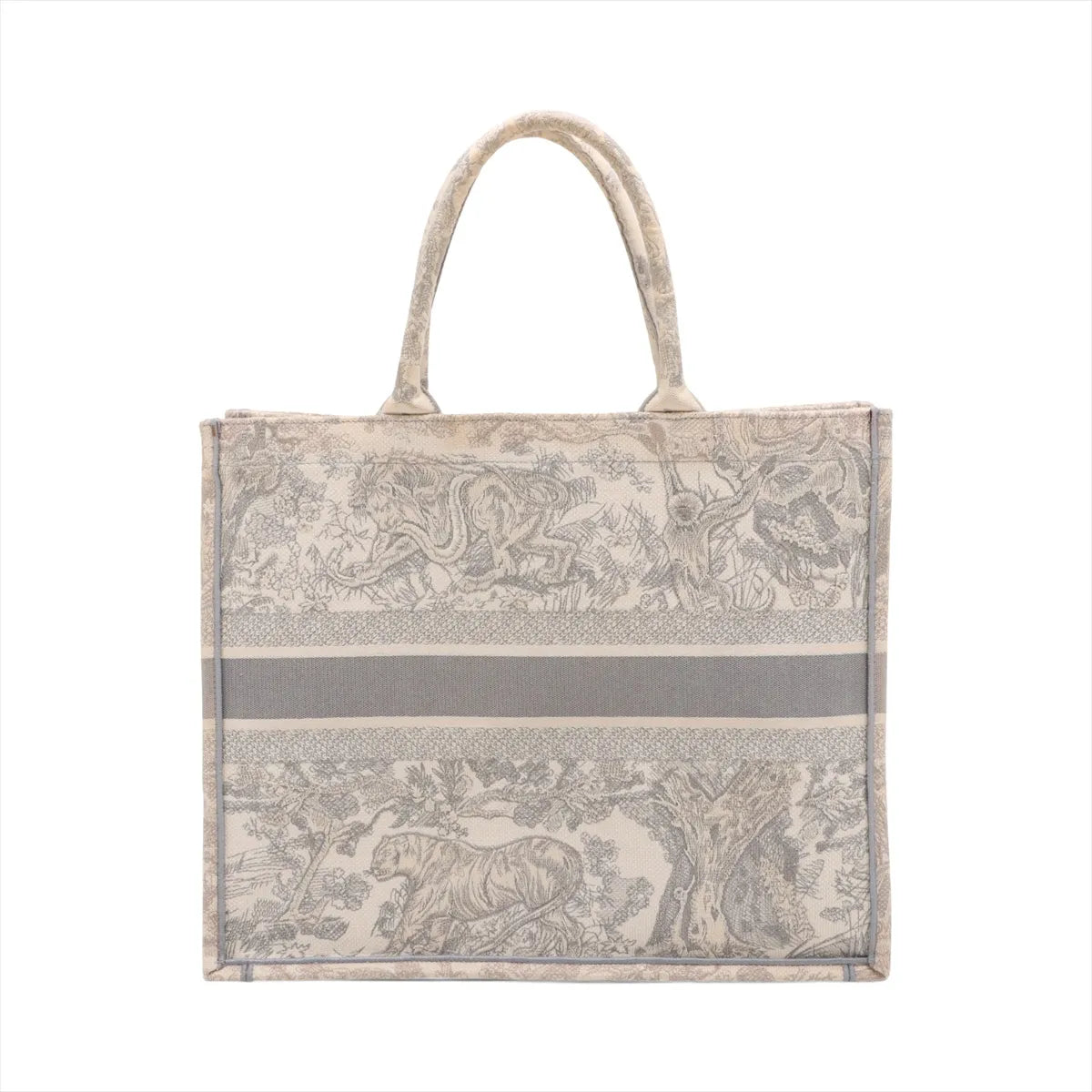 Christian Dior Toile De Jouy Embroidery Book Tote Large Gray