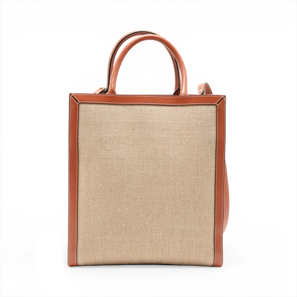 Celine Vertical Cabas Canvas Leather Two-Way Handbag Brown