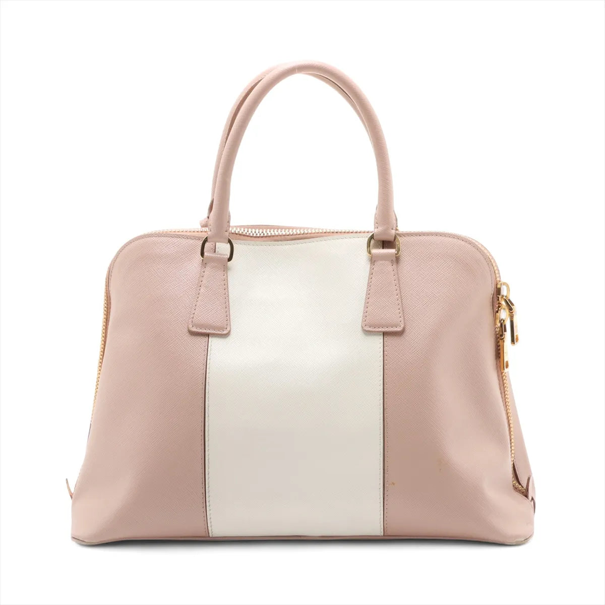 Prada Saffiano Lux Leather Two-tone Handbag Pink x White
