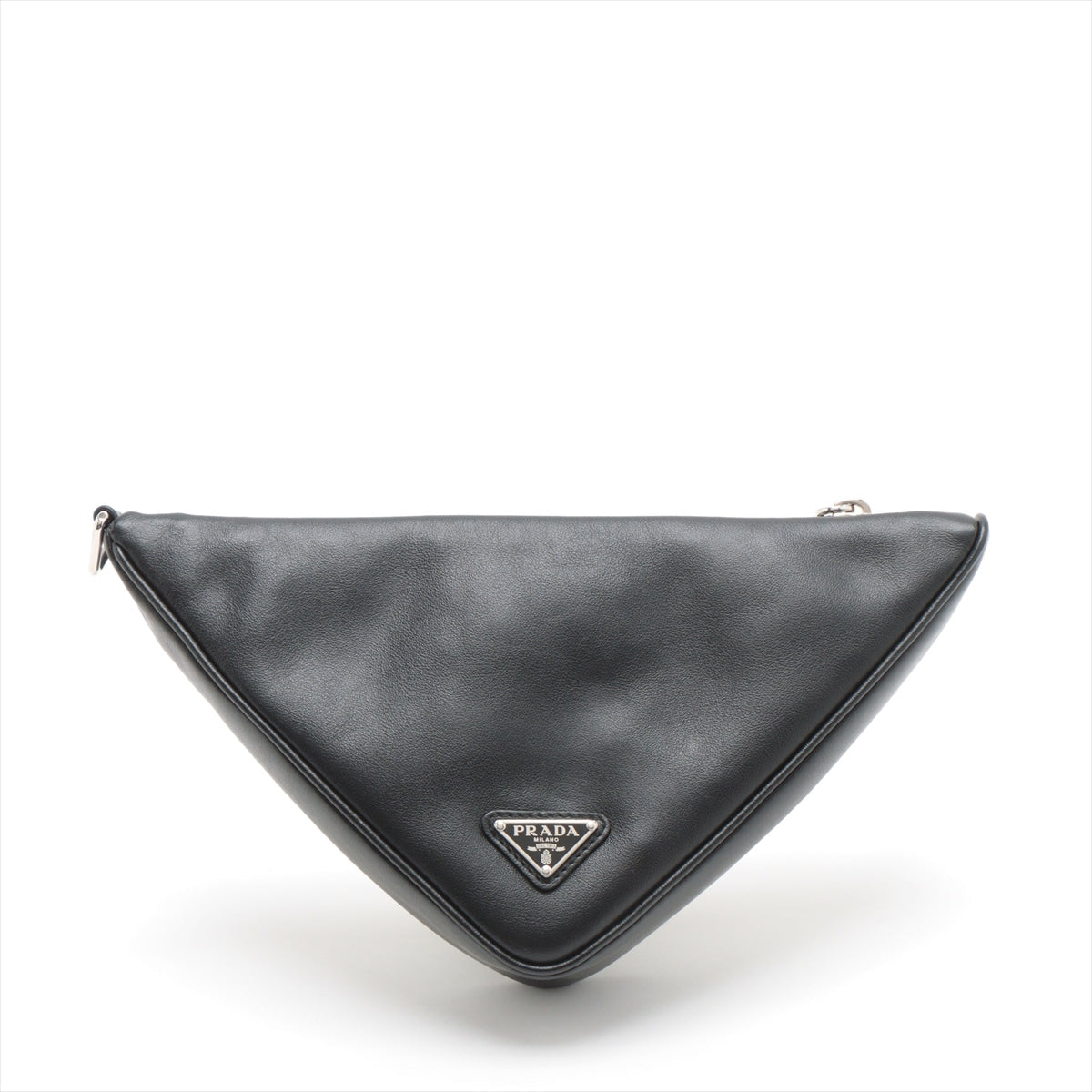 Buy Prada Triangle Leather Clutch Bag Black