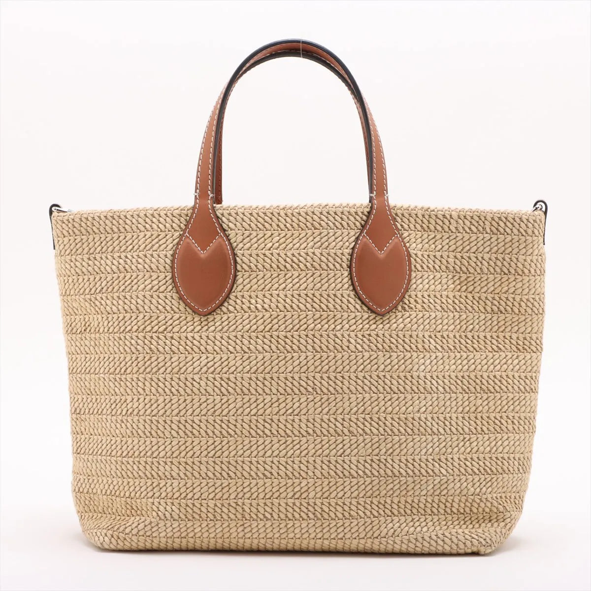 Gucci Patch Raffia x Leather Handbag Beige