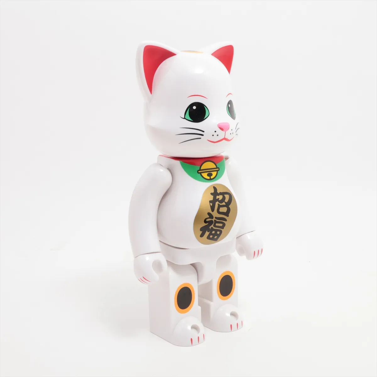 BearBrick Figurine 400% Plastic Maneki-neko Meow Brick White