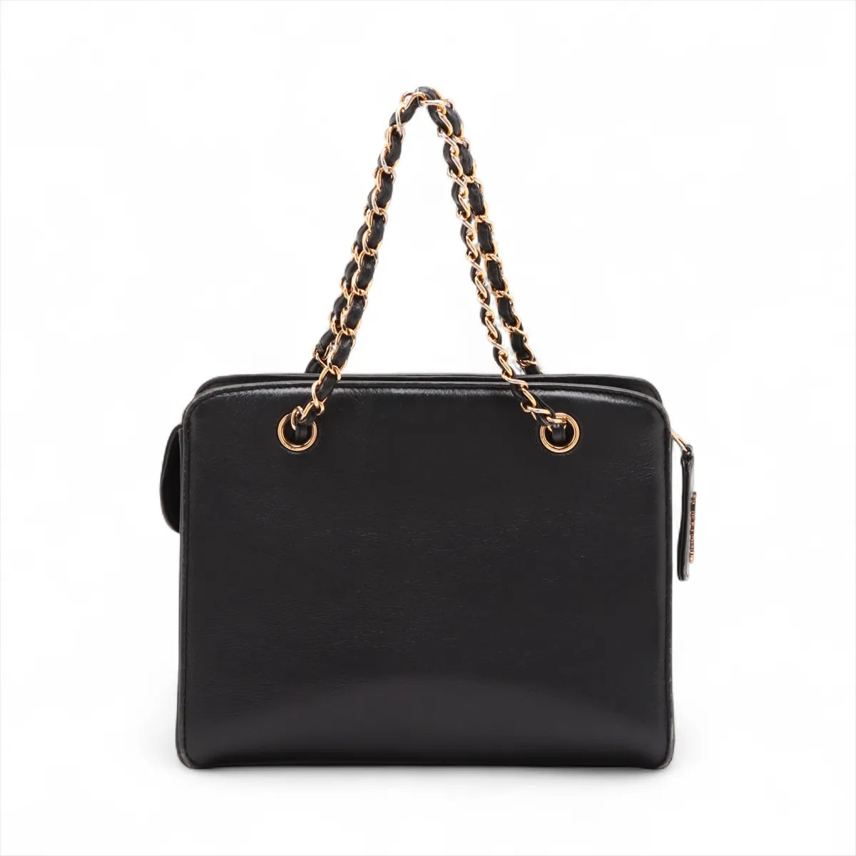 Chanel CC Logo Leather Chain Shoulder Bag Black