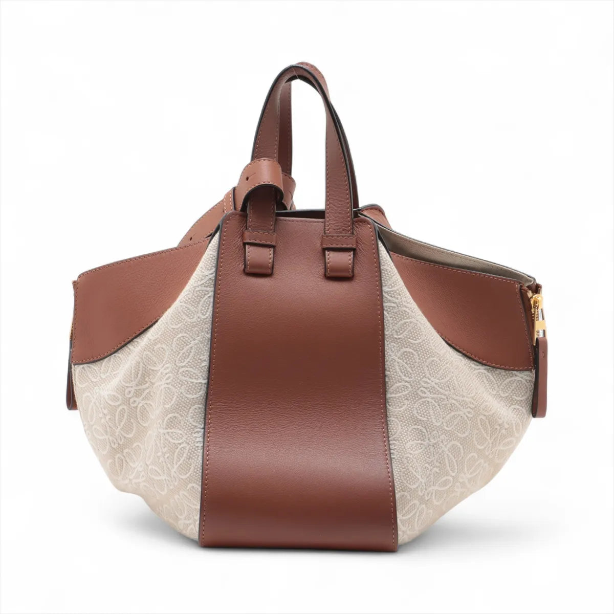 Loewe Hammock Small Canvas Leather Two-Way Shoulder Bag Beige x Brown