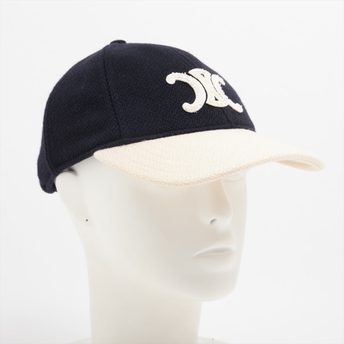 Celine Triomphe Wool & Nylon Baseball Cap Black x White