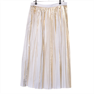 Valentino Garavani High-rise Pleated Midi Skirt White x Metallic Gold