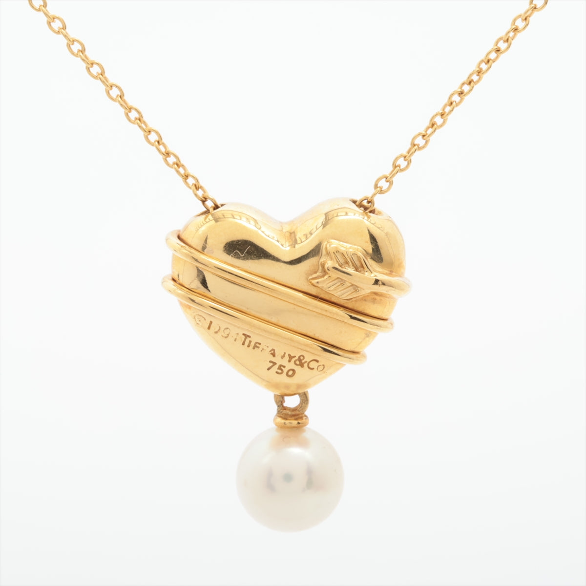 Tiffany Heart Arrow Pearl Necklace Gold