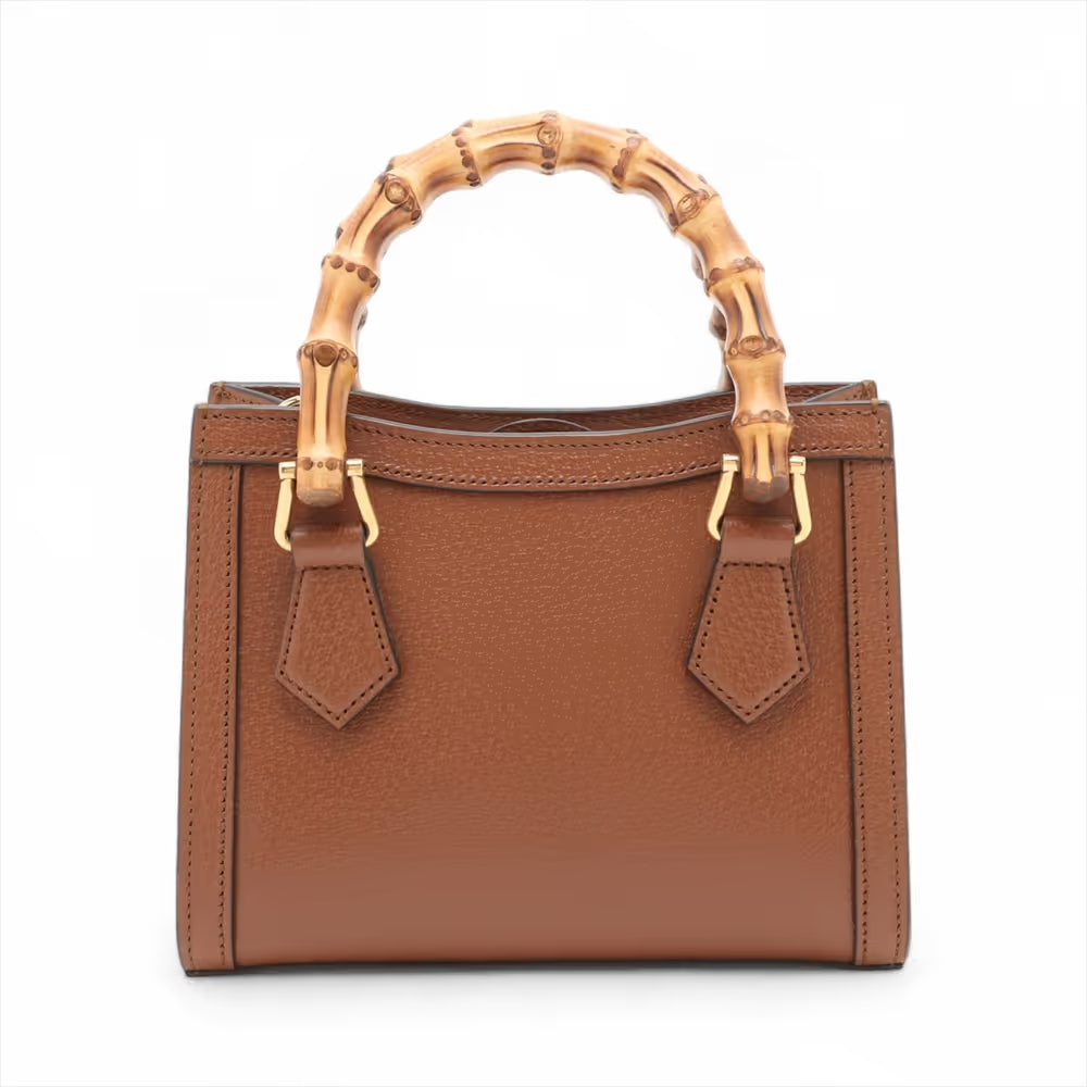 Gucci Bamboo Diana Leather Two-Way Handbag Brown
