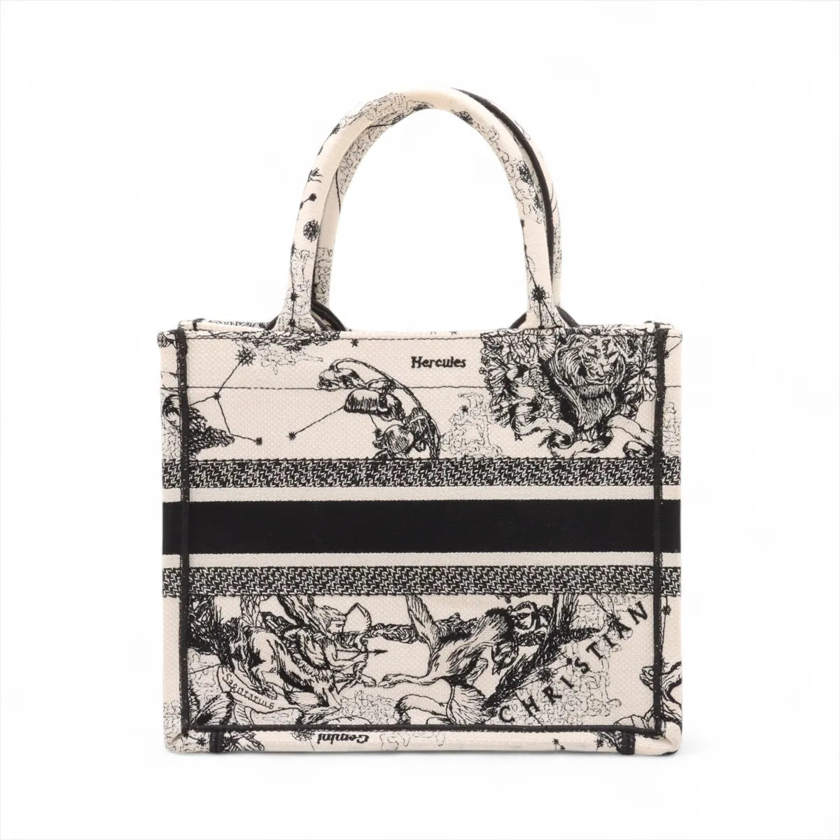 Christian Dior Canvas Small Toile de Jouy Zodiac Book Tote Bag Beige x Black