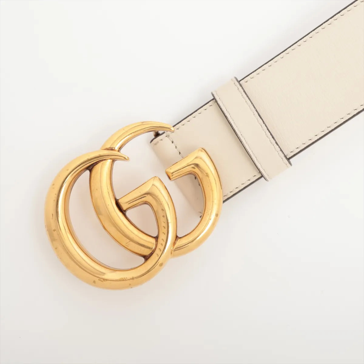 Gucci Double G Leather Belt Ivory x Gold