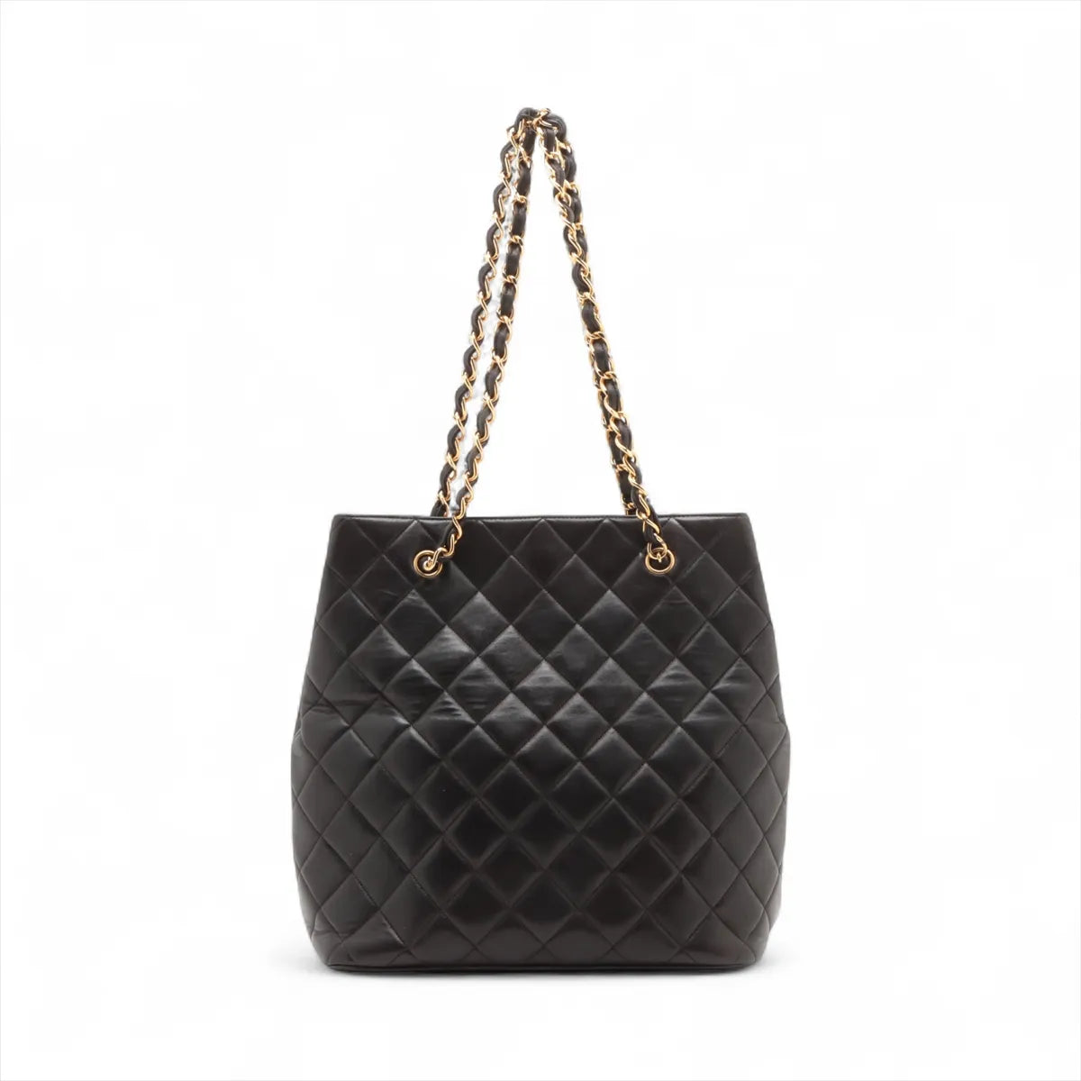Chanel CC Logo Matelasse Lambskin Chain Tote Bag Black