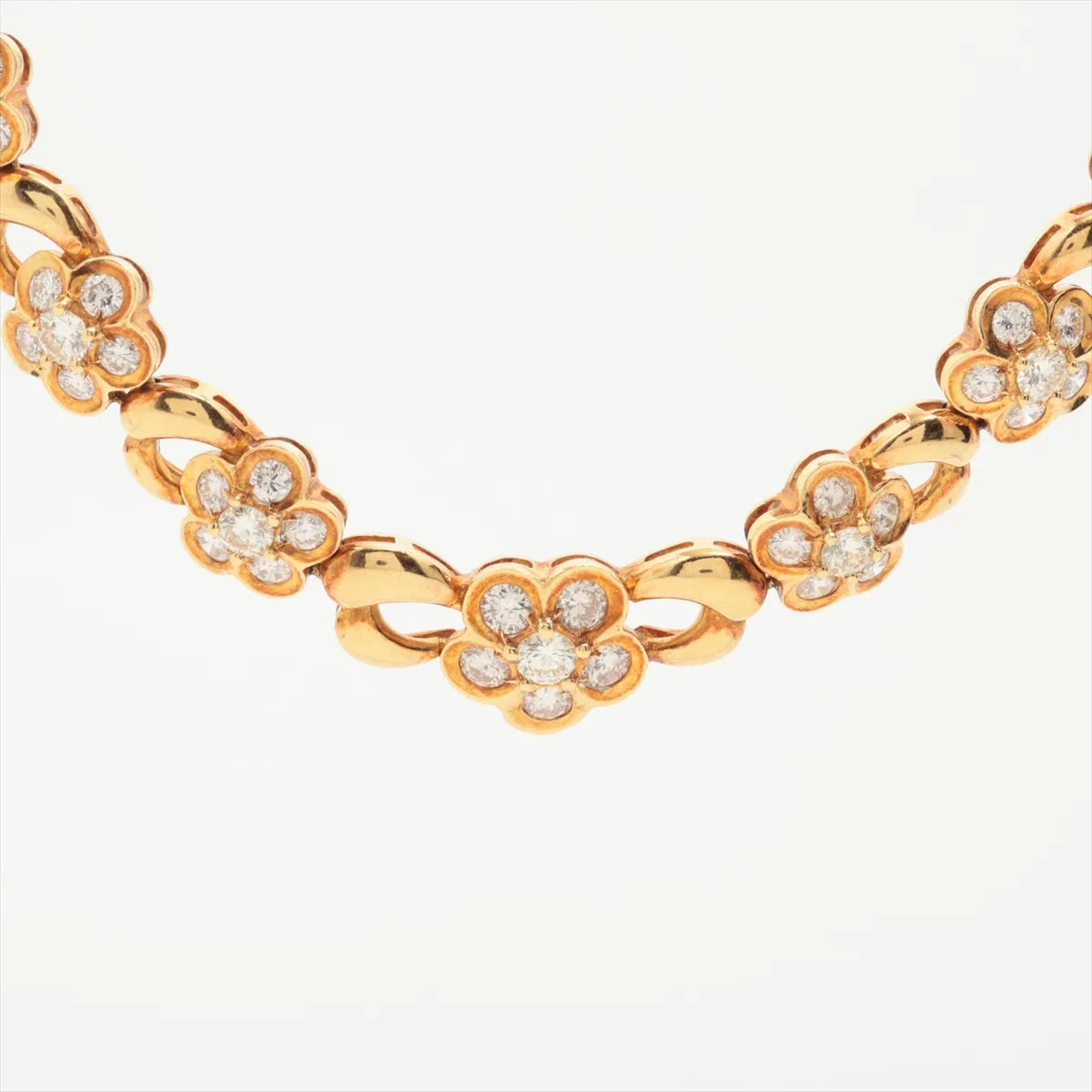 Diamond Flower Station Necklace Yellow Gold