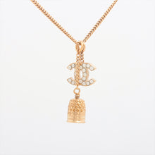 Load image into Gallery viewer, Chanel CC Logo Rhinestone with Bell Pendant  Necklace