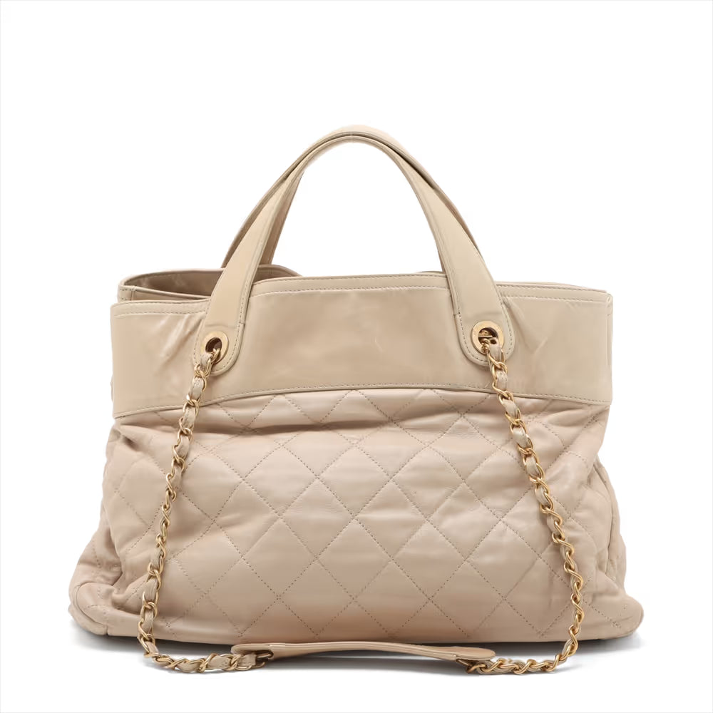 Chanel In The Mix Vintage Calfskin Two-Way Tote Bag Beige