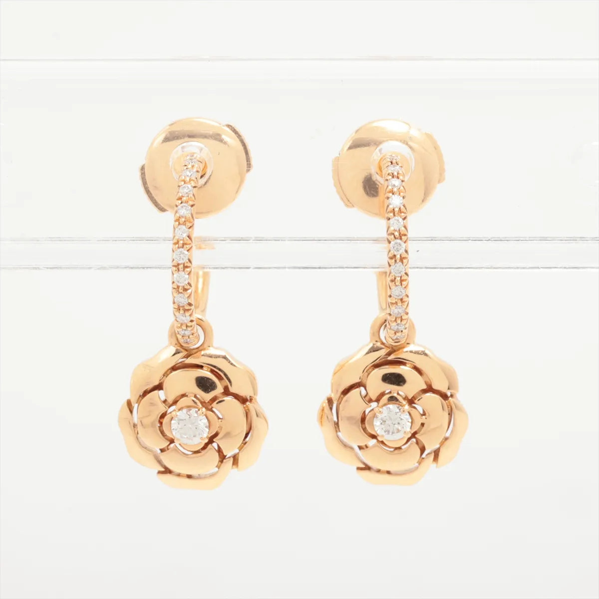 Chanel Camelia Dangling Hoop Earring Gold