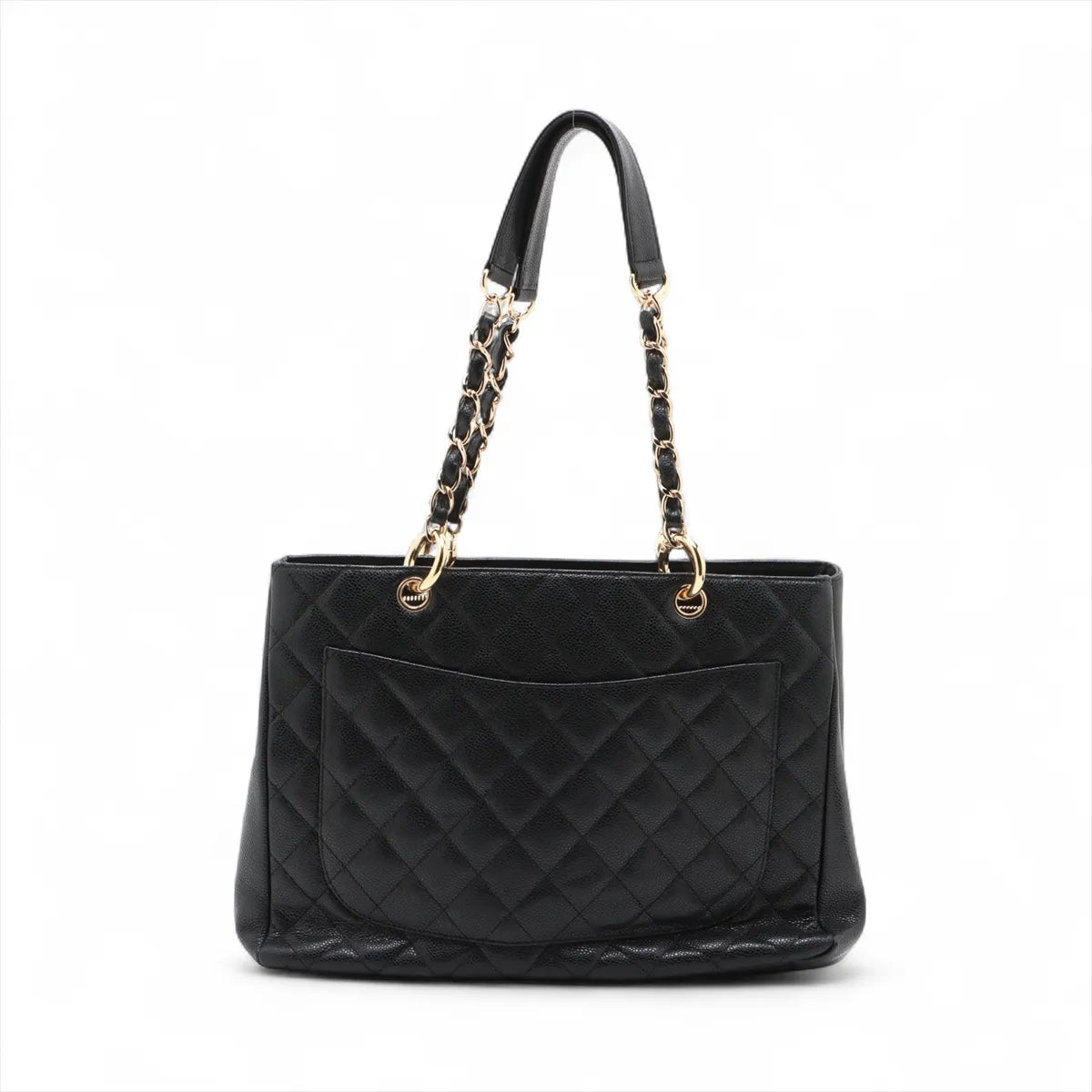 Chanel CC Logo GST Caviar Skin Chain Tote Bag Black