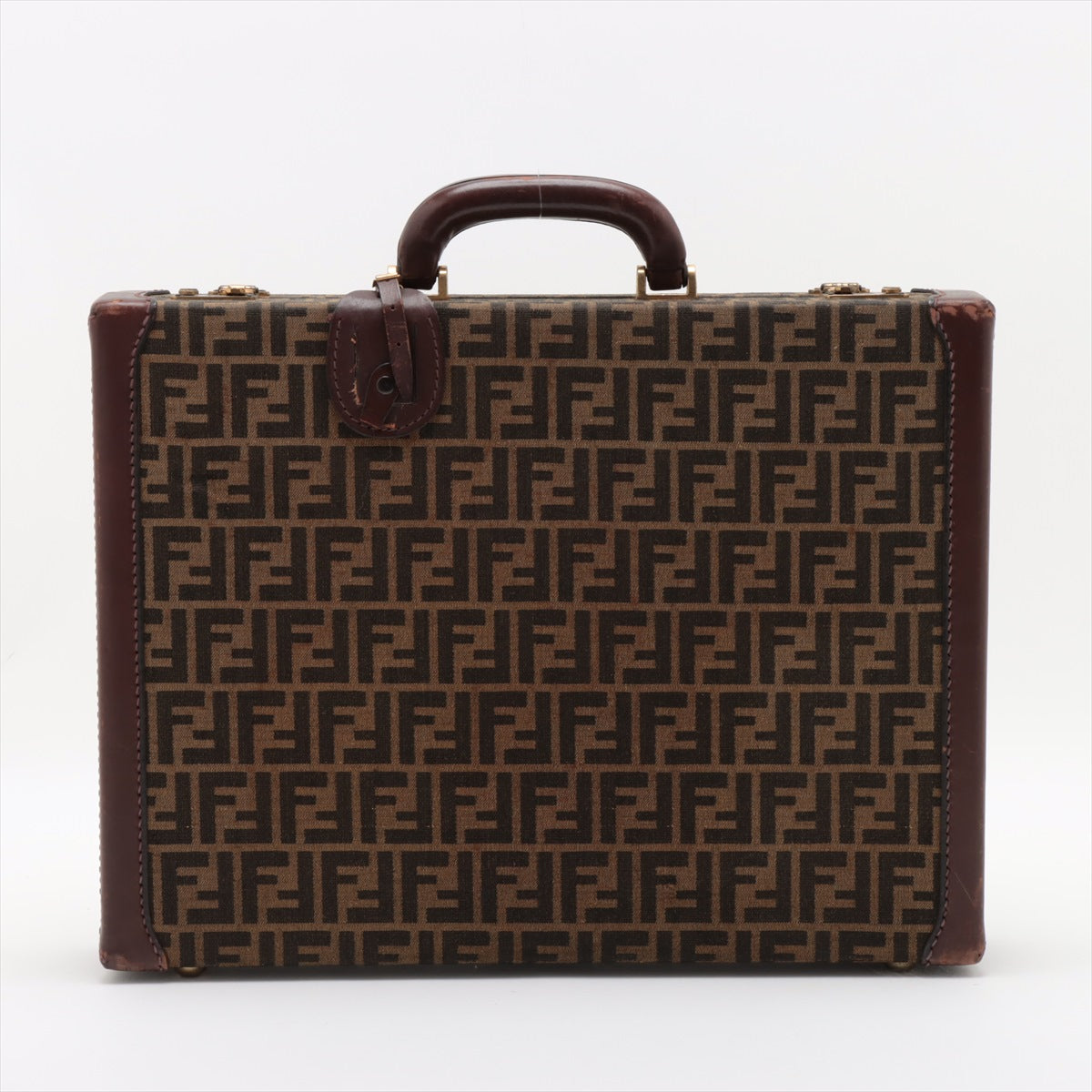 Fendi Zucca Canvas Leather Briefcase Brown