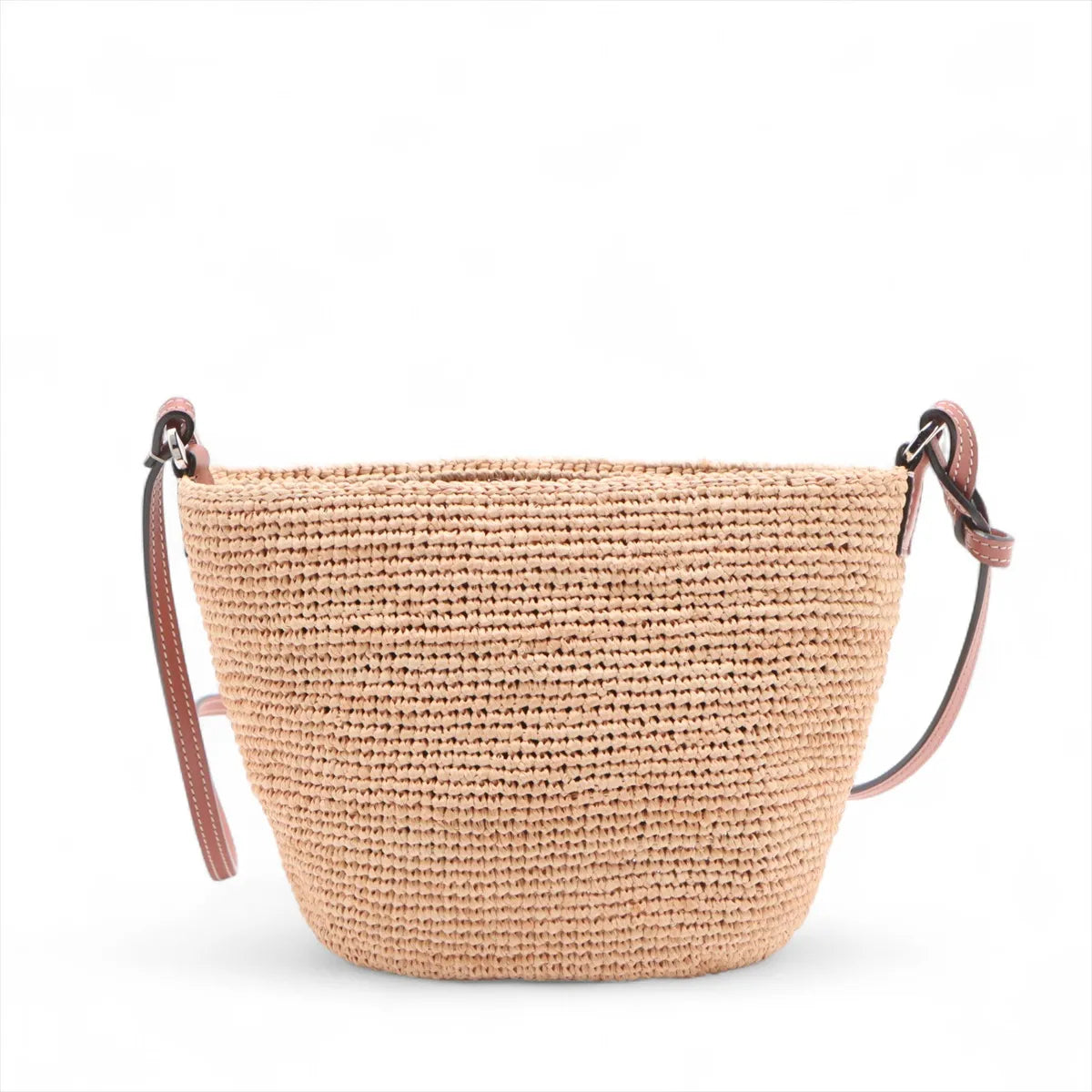 Loewe Pochette Raffia x Calfskin Shoulder Bag Beige