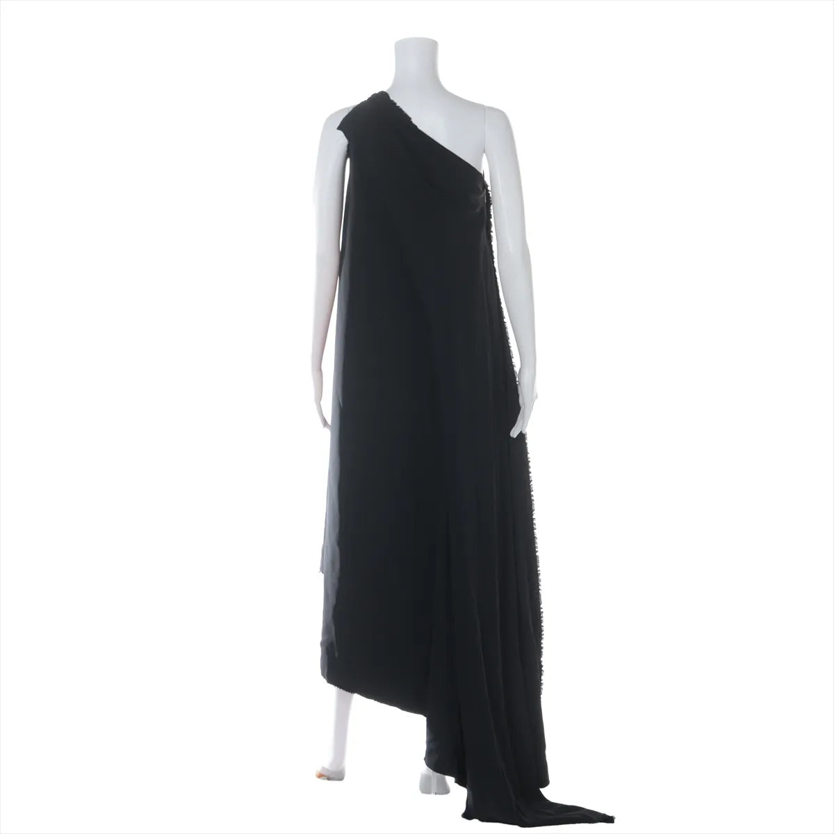 Balenciaga One Side Sleeve Rayon Long Dress Black