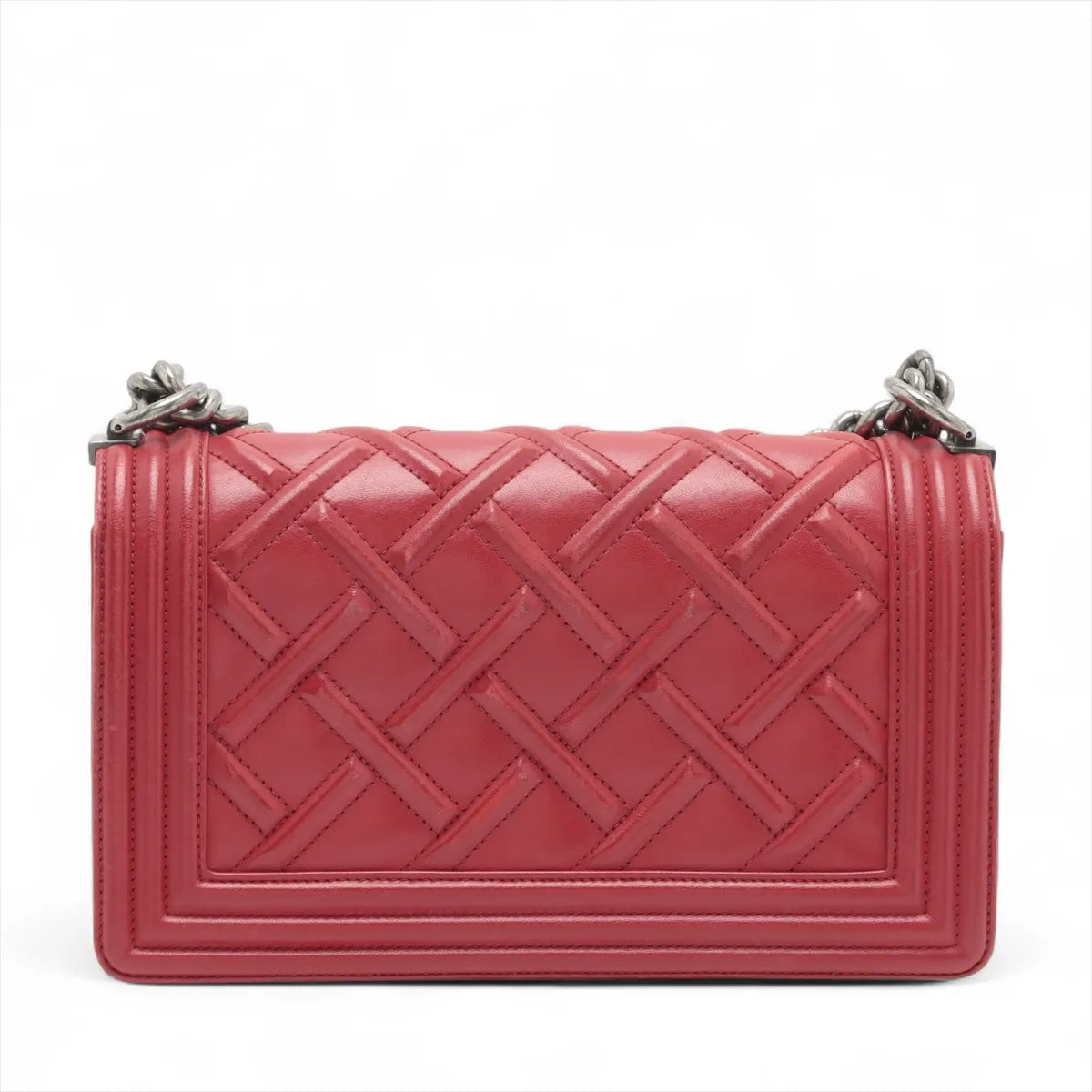 Chanel Boy Chanel 25 Lambskin Chain Shoulder Bag Red