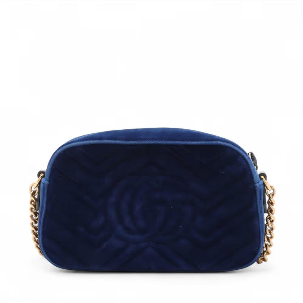 Gucci GG Marmont Velvet Chain Shoulder Bag Blue