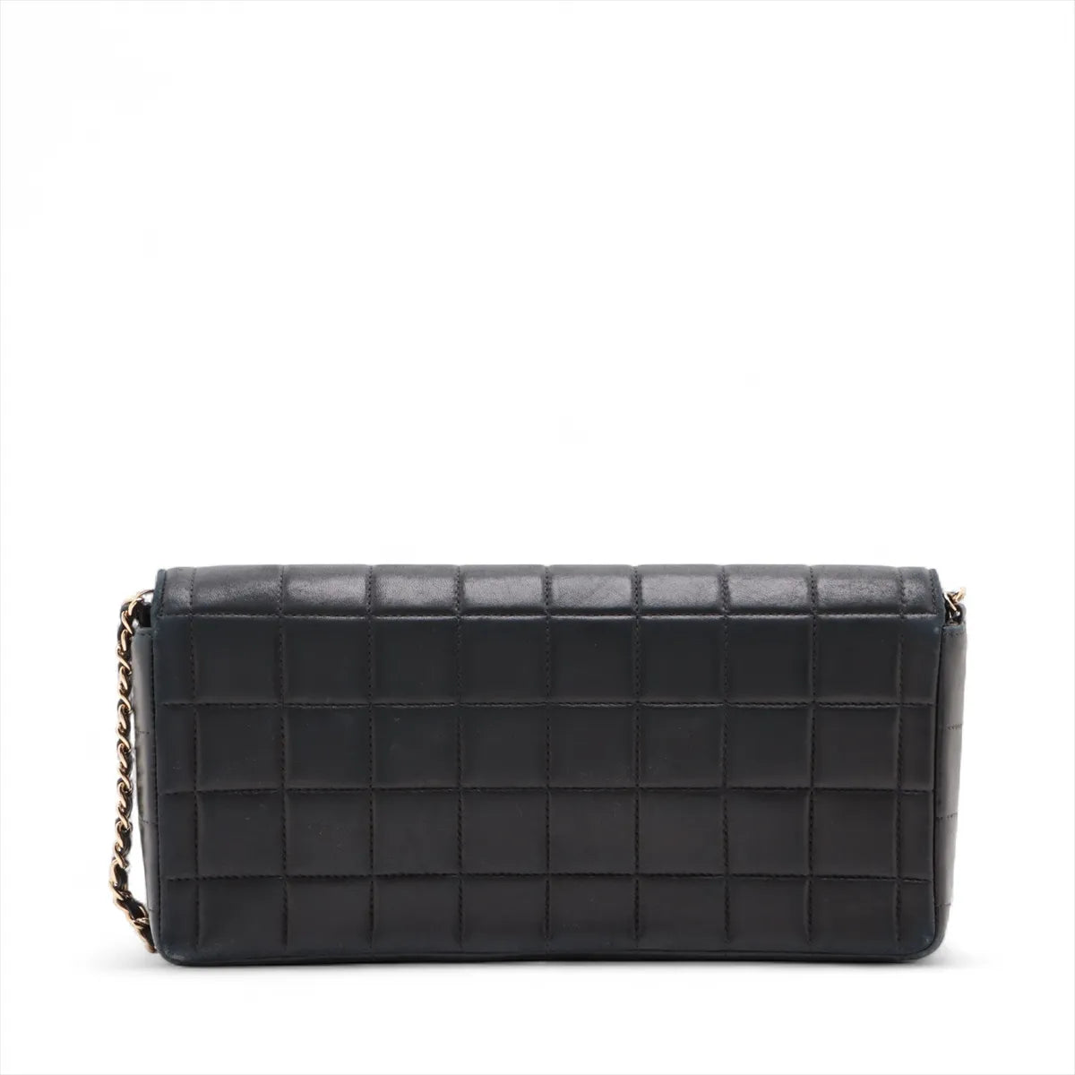 Chanel CC Logo Chocolate Bar Lambskin Chain Shoulder Bag Black