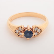 Load image into Gallery viewer, Mikimoto Sapphire Diamond Ring Yellow Gold