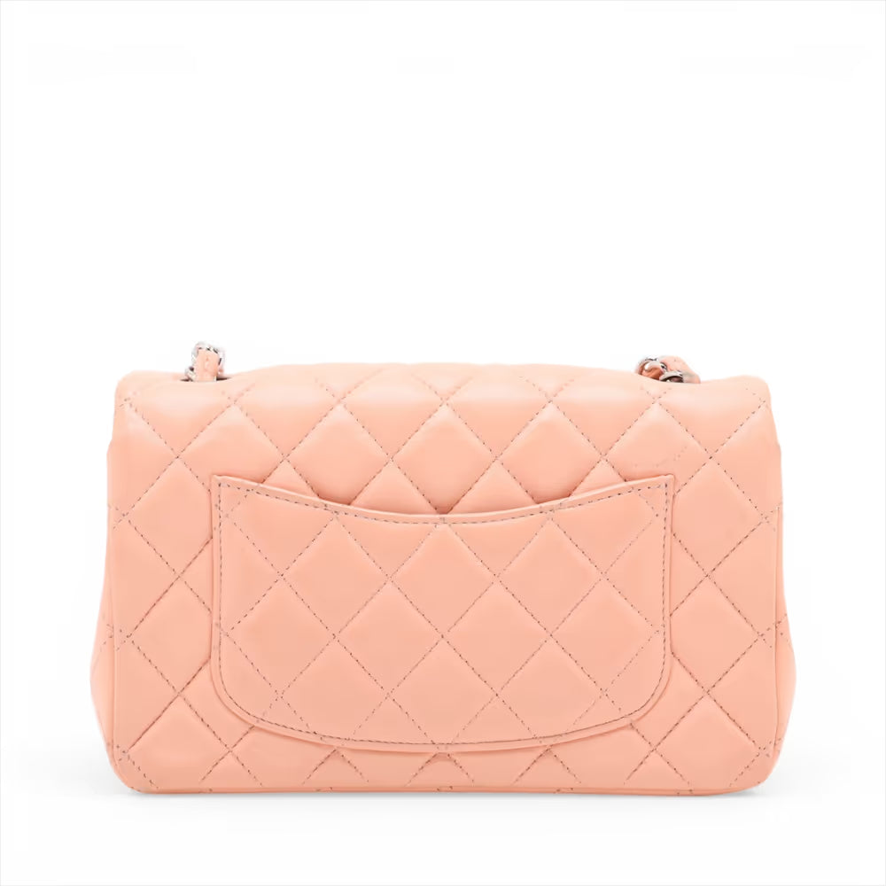 Chanel CC Logo Mini Matelasse 20 Lambskin Single Flap Single Chain Bag Pink Beige