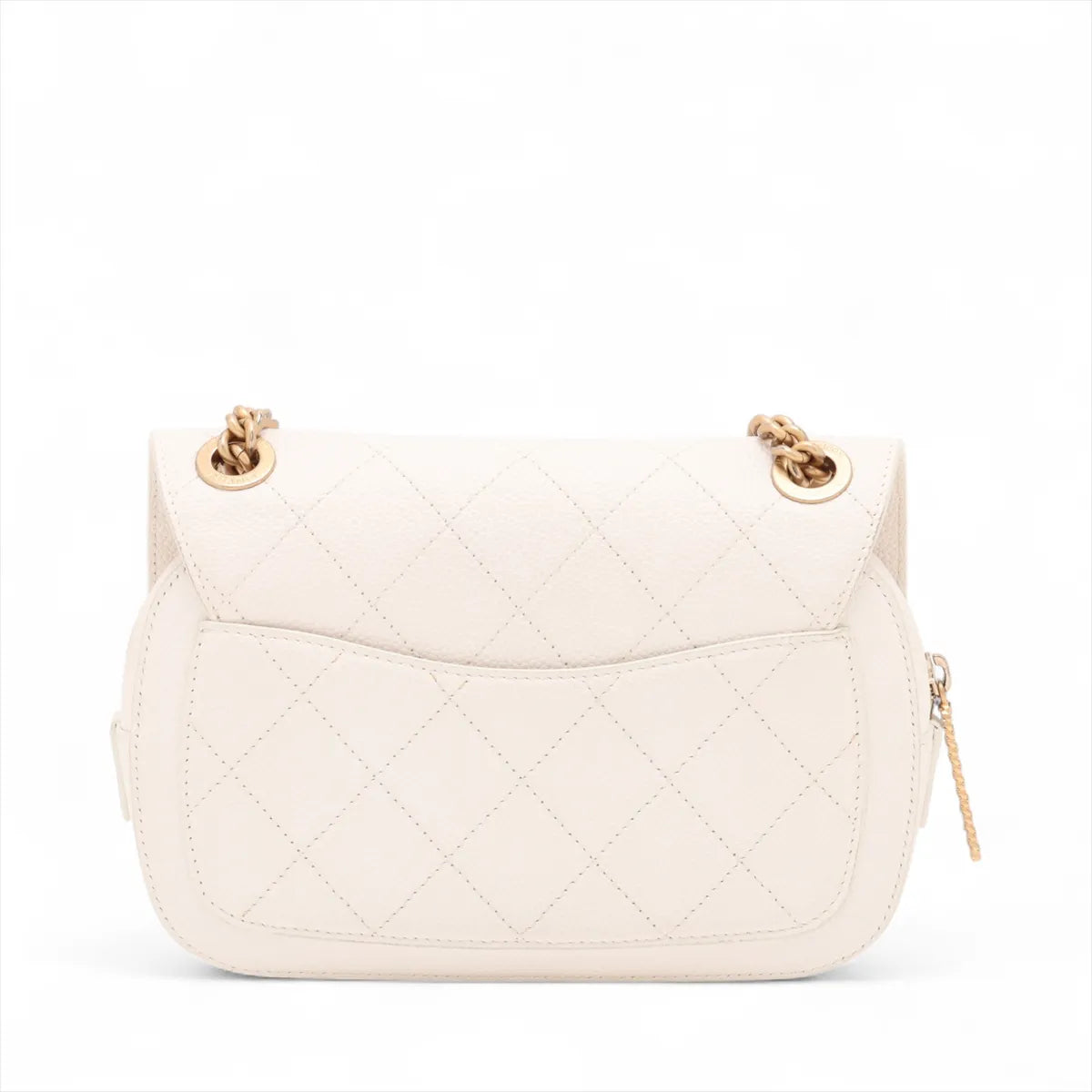 Chanel CC Logo Matelasse Caviar Skin Chain Shoulder Bag White