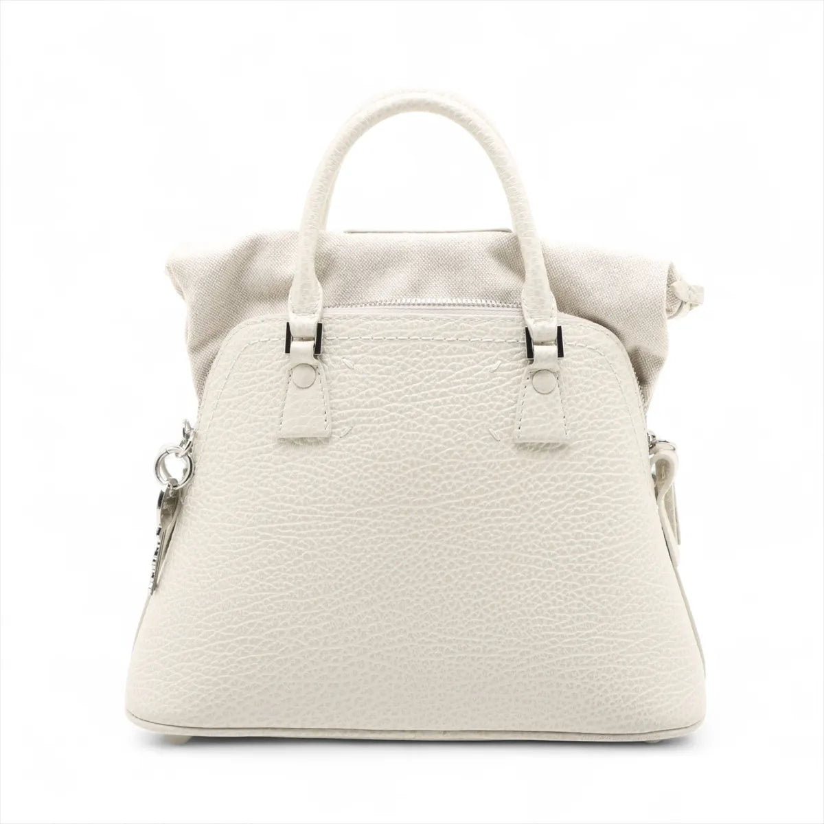 Maison Margiela 5AC Leather Canvas Two-Way Handbag White
