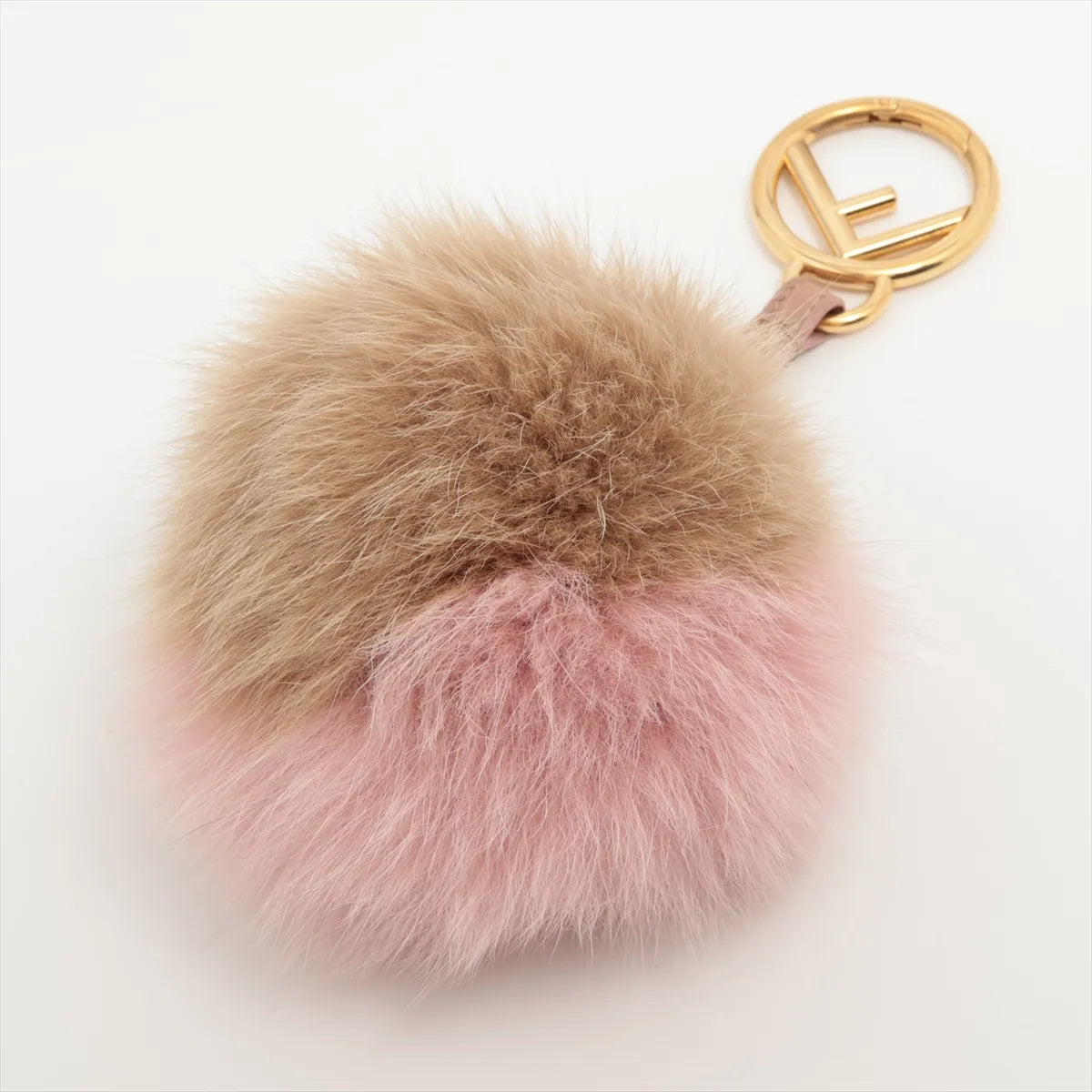 Fendi Pom Pom Fur Bag Charm Brown x Pink