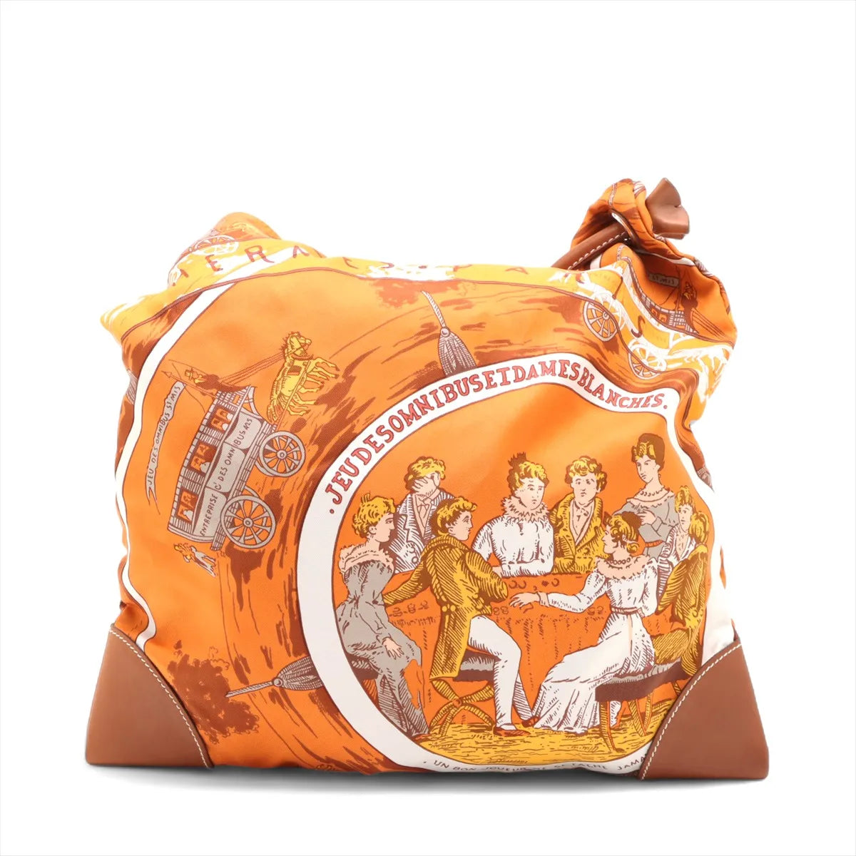 Hermes Silk Leather City PM Orange x Brown