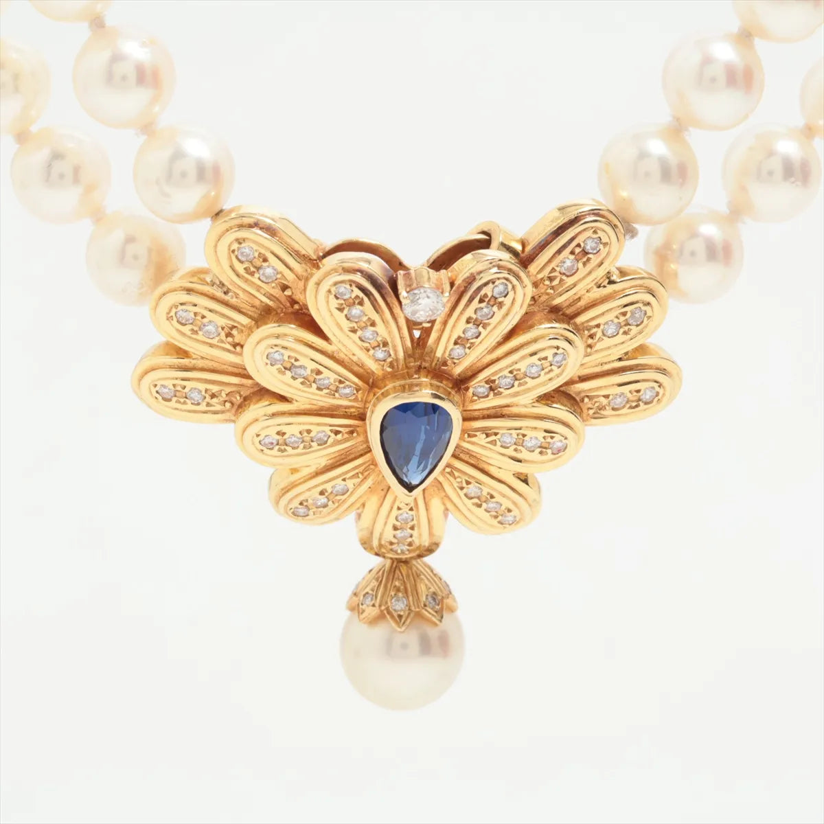#1 Buy Second Hand Two Layer Pearl Sapphire Diamond Necklace