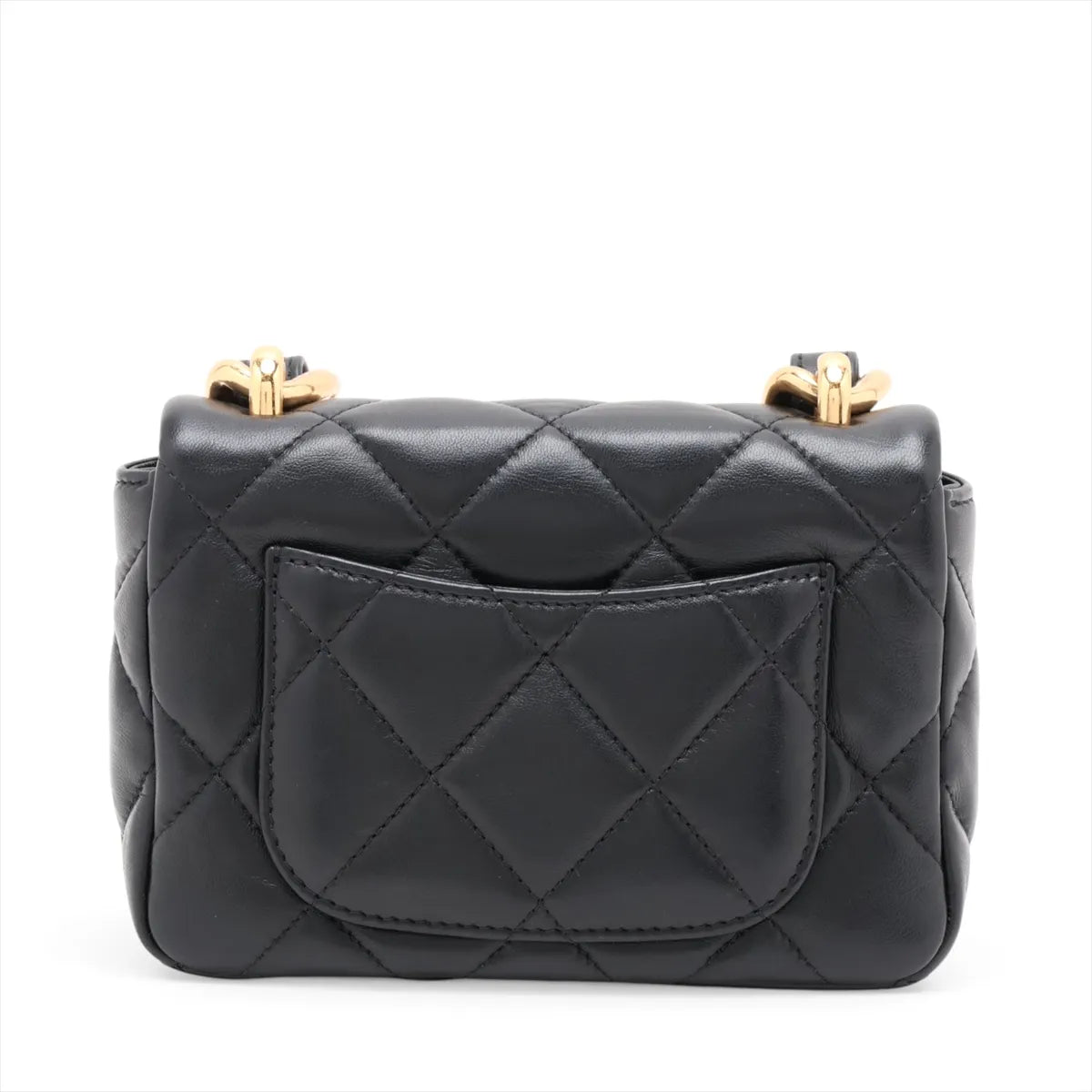 Chanel CC Logo Mini Matelasse Lambskin Chunky Chain Shoulder Bag Black