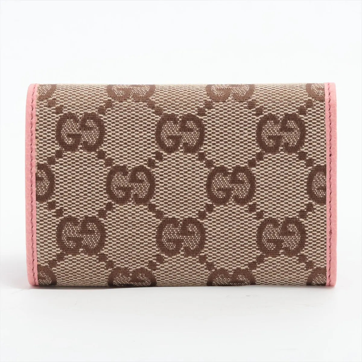 Gucci GG Canvas Leather Key Case Beige×Pink