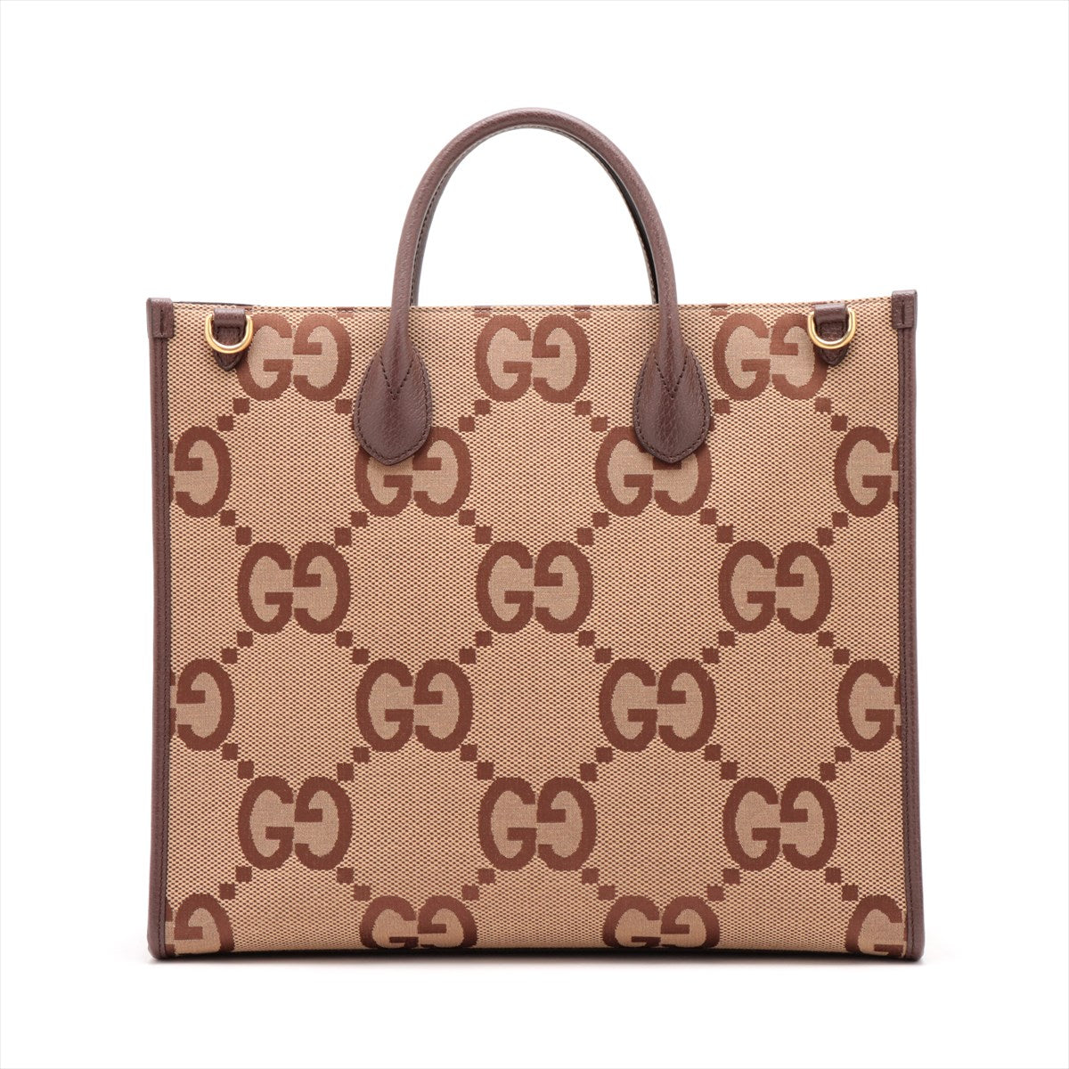 Gucci Jumbo GG Canvas Leather Two-Way Tote Bag Brown