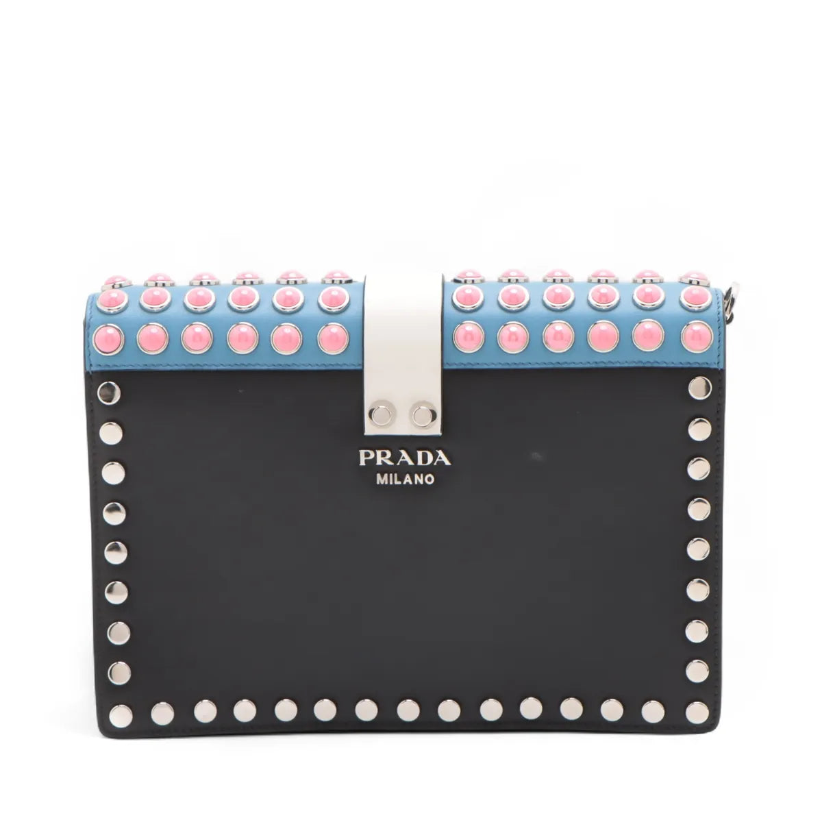 Prada Leather x Studs Shoulder Bag Multicolor