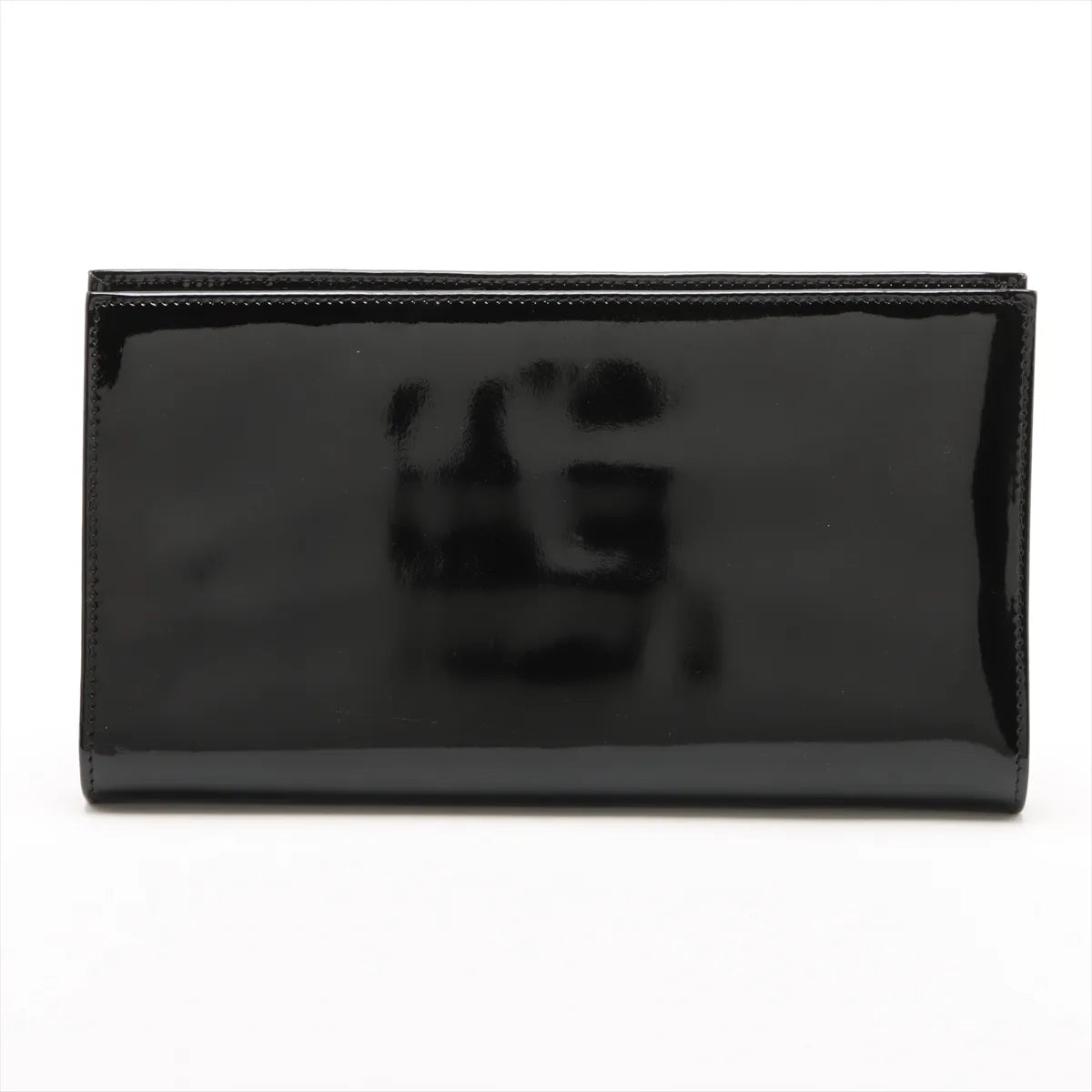Chanel CC Logo Patent Leather Long Wallet Black