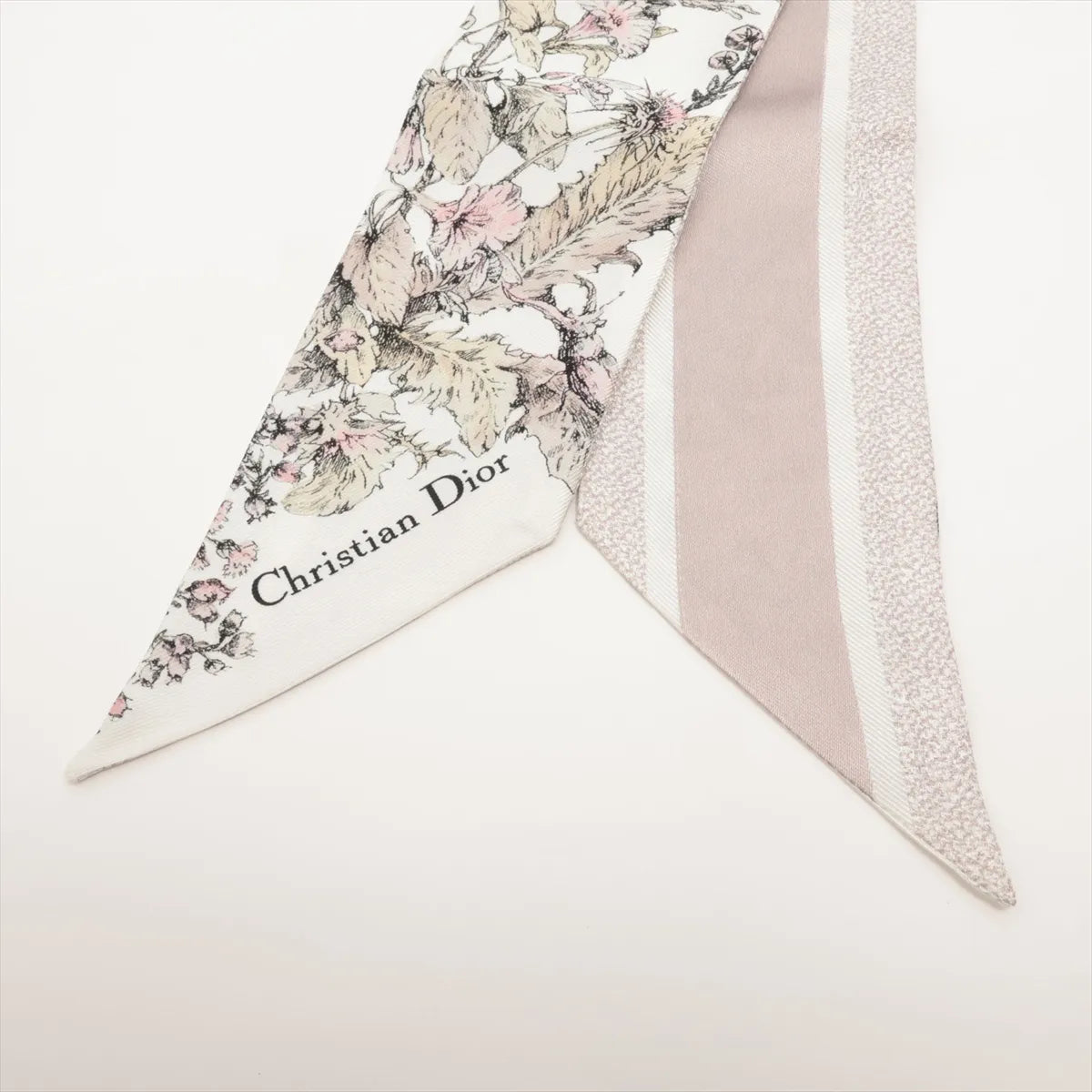 Dior Mitzah Floral Silk Scarf White x Pink