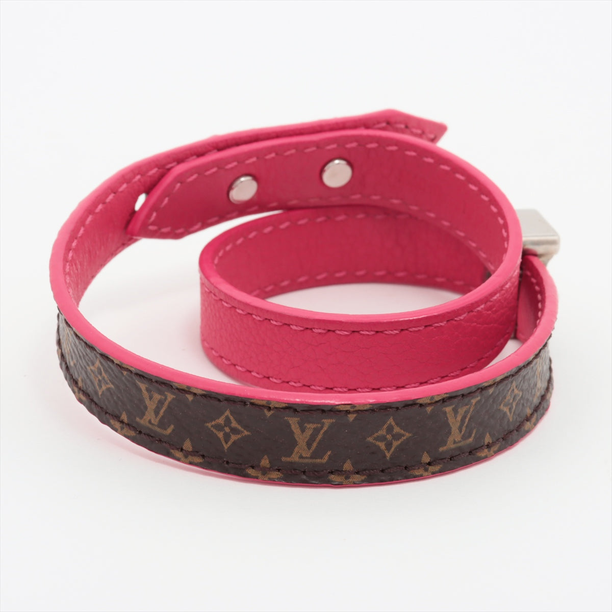 Louis Vuitton Monogram Lockit Double Wrap Bracelet Fuchsia