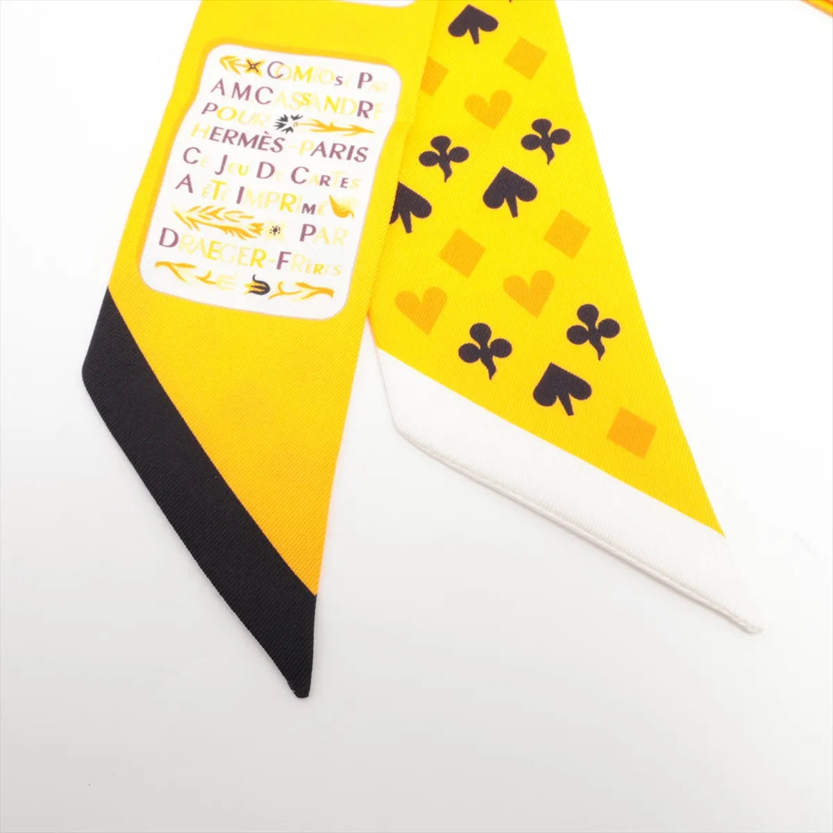 Hermes Twilly Jeu de Cartes Judo Scarf Silk Yellow