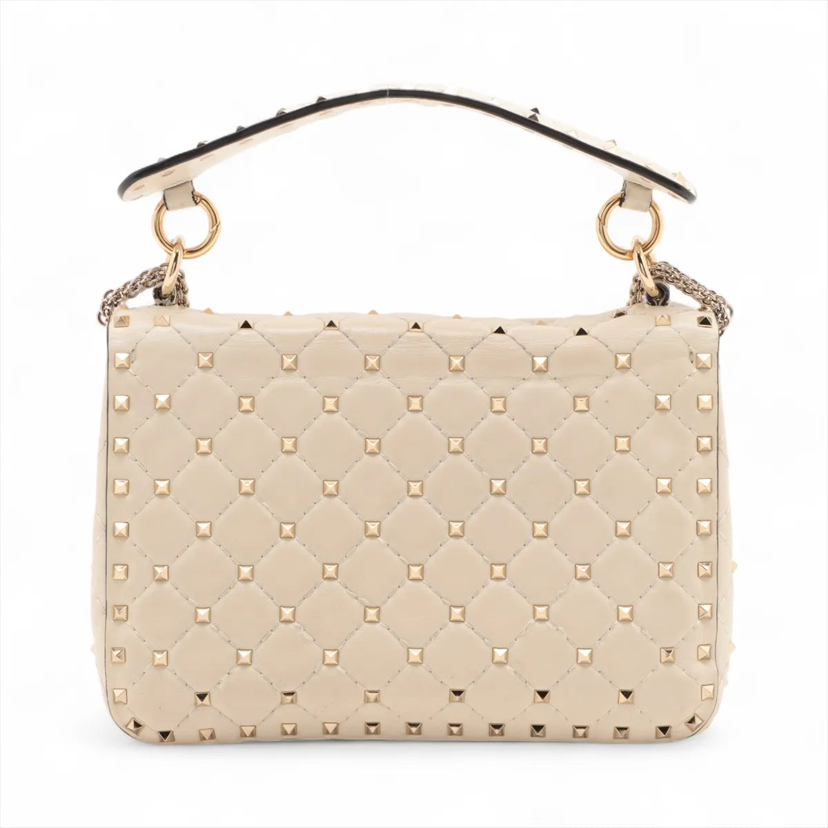 Valentino Garavani Matelasse Rockstud Leather Two-Way Chain Shoulder Bag Beige