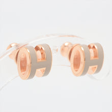 Load image into Gallery viewer, Hermès Mini Pop Ash H Gray Enamel Rose Gold Earrings