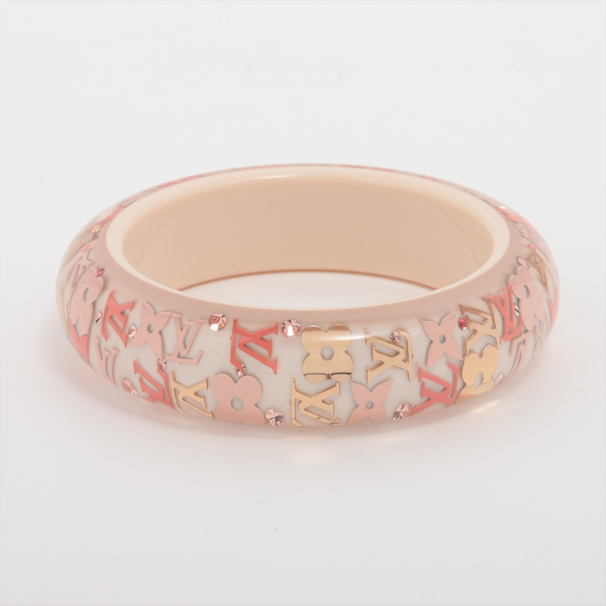 Louis Vuitton Monogram Floral Transparent Enamel Bangle Pink