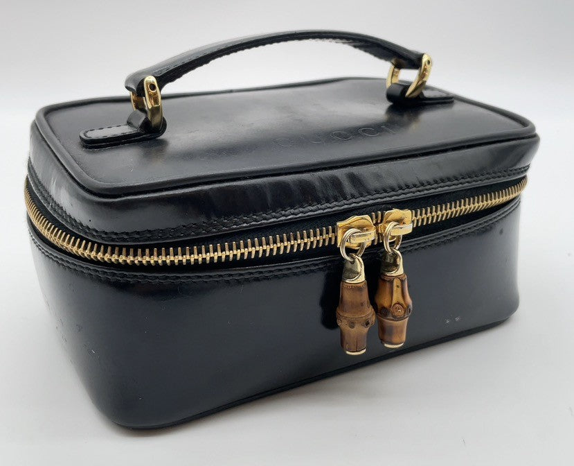Gucci Bamboo Leather Vanity Handbag Black